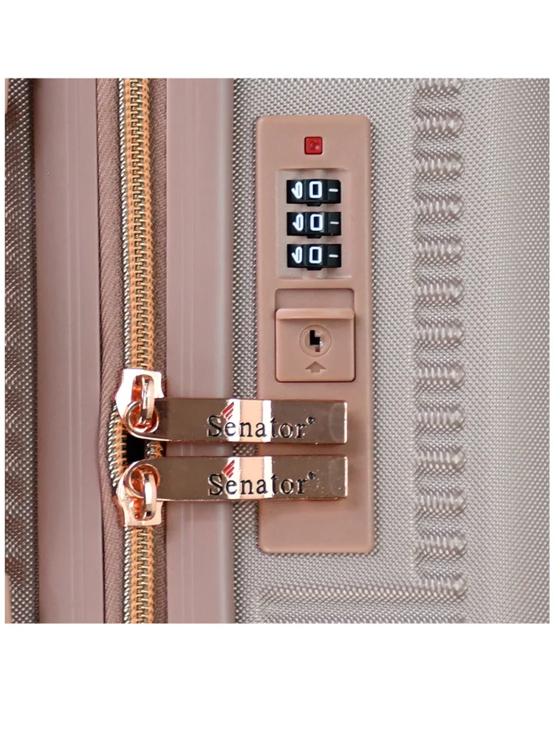 SENATOR Hard Case Luggage Trolley For Unisex ABS Lightweight 4 Double Wheeled Suitcase With Built In TSA Type Lock A5123 Rose Gold