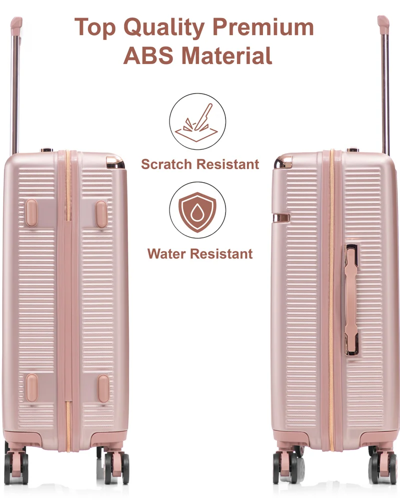 Senator Rose Gold Hard Case Carry On Luggage Trolley For Unisex ABS Lightweight 4 Double Wheeled Suitcase With Built In TSA Type Lock A5123 Rose Gold  | Best Price UAE