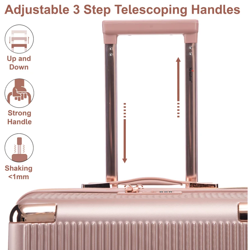 Senator Rose Gold Hard Case Carry On Luggage Trolley For Unisex ABS Lightweight 4 Double Wheeled Suitcase With Built In TSA Type Lock A5123 Rose Gold  | Best Price UAE