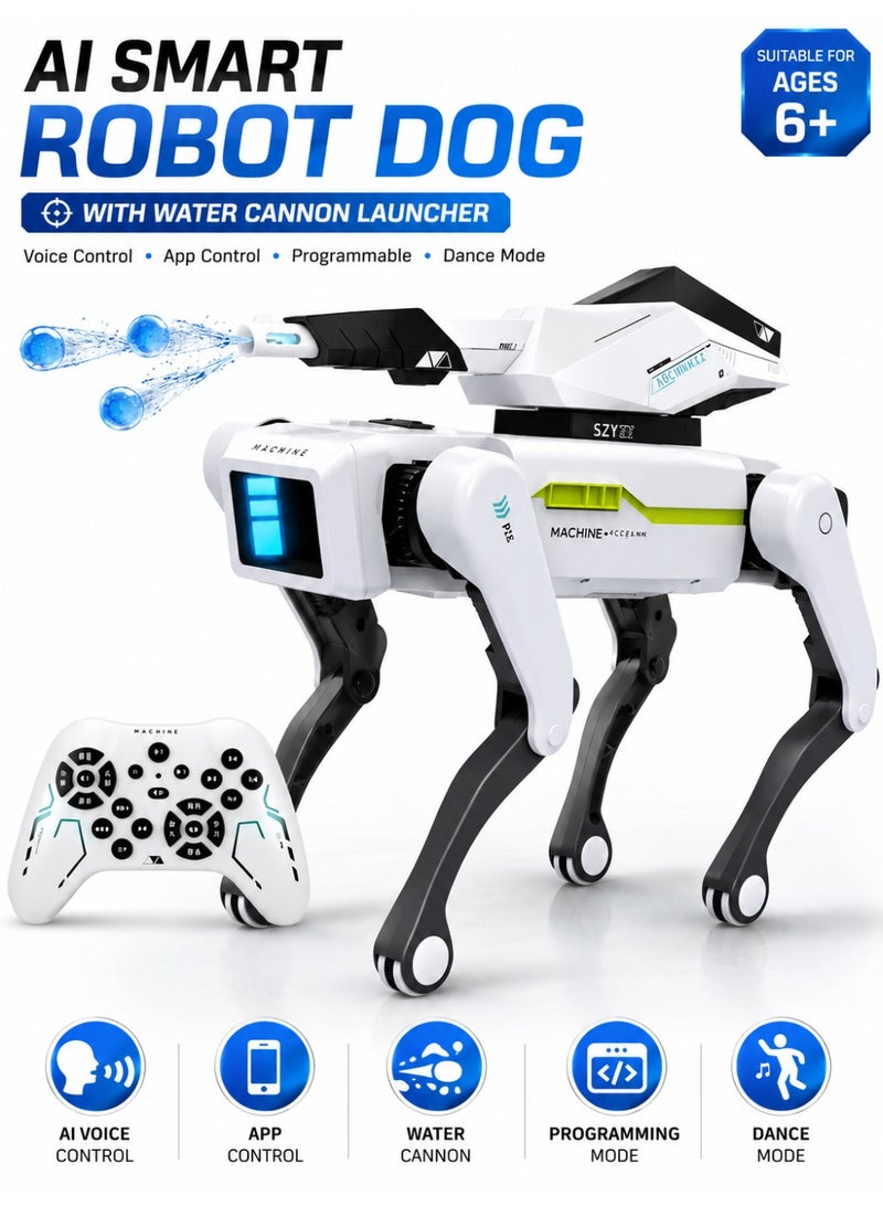 Eworld AI Smart Robot Dog with Water Pellet Launcher, App & Voice Control, Programmable RC Robot Dog Toy with Music, Dance, LED Eyes, Obstacle Avoidance, Rechargeable STEM Educational Interactive Robot Gift for Kids 6+ - Image 2