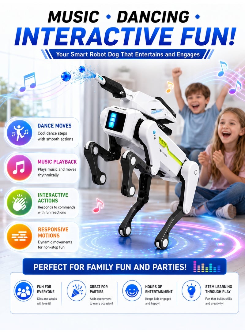 Eworld AI Smart Robot Dog with Water Pellet Launcher, App & Voice Control, Programmable RC Robot Dog Toy with Music, Dance, LED Eyes, Obstacle Avoidance, Rechargeable STEM Educational Interactive Robot Gift for Kids 6+ - Image 5