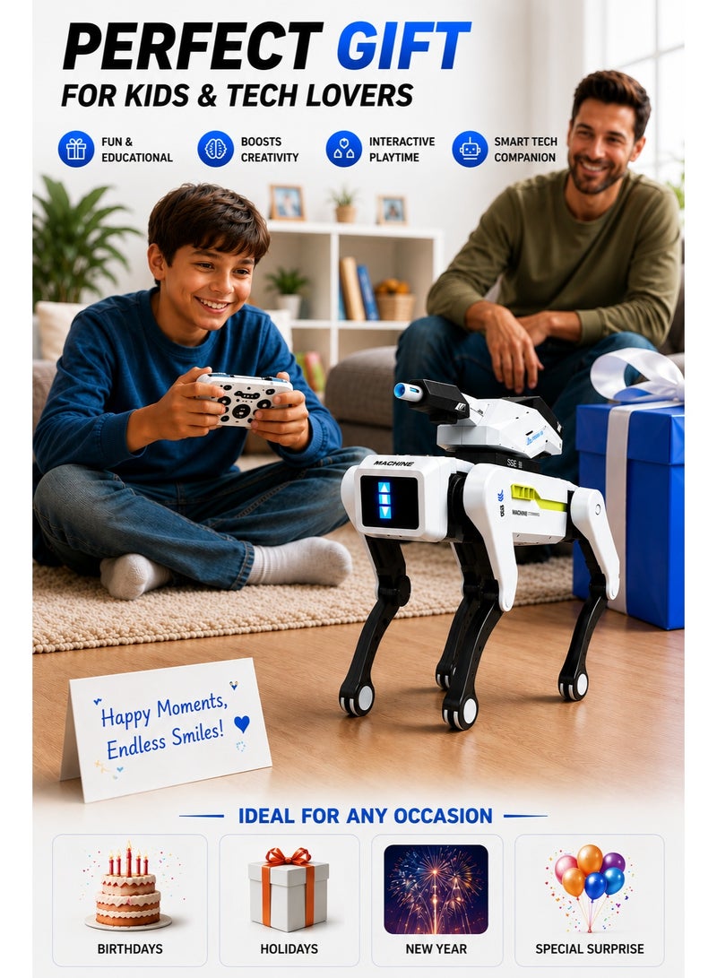 Eworld AI Smart Robot Dog with Water Pellet Launcher, App & Voice Control, Programmable RC Robot Dog Toy with Music, Dance, LED Eyes, Obstacle Avoidance, Rechargeable STEM Educational Interactive Robot Gift for Kids 6+ - Image 4