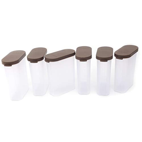 Mahaware Modular Mini Oval Plastic Kitchen Container Set, 275ml, Set of 6, Brown - Image 2