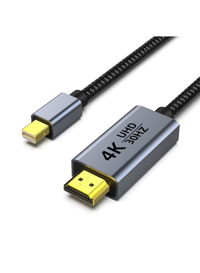 Apluynm Mini DisplayPort to HDMI Cable, Mini DP to HDMI 6 Feet Cable Compatible with MacBook Air/Pro, Microsoft Surface Pro/Dock, Monitor, Projector and More - Grey - Image 1