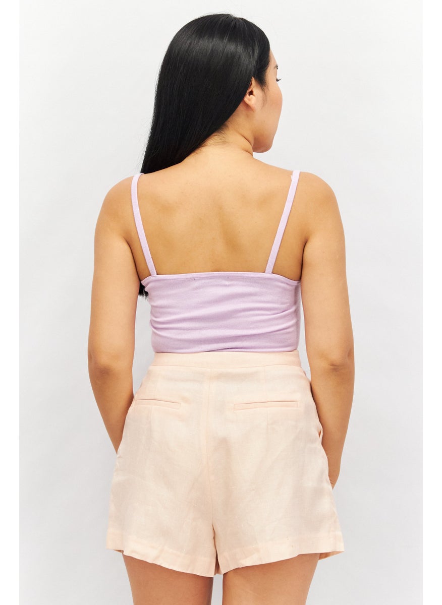 Missguided - Women Textured Sleeveless Bodysuit, Lilac - Image 1