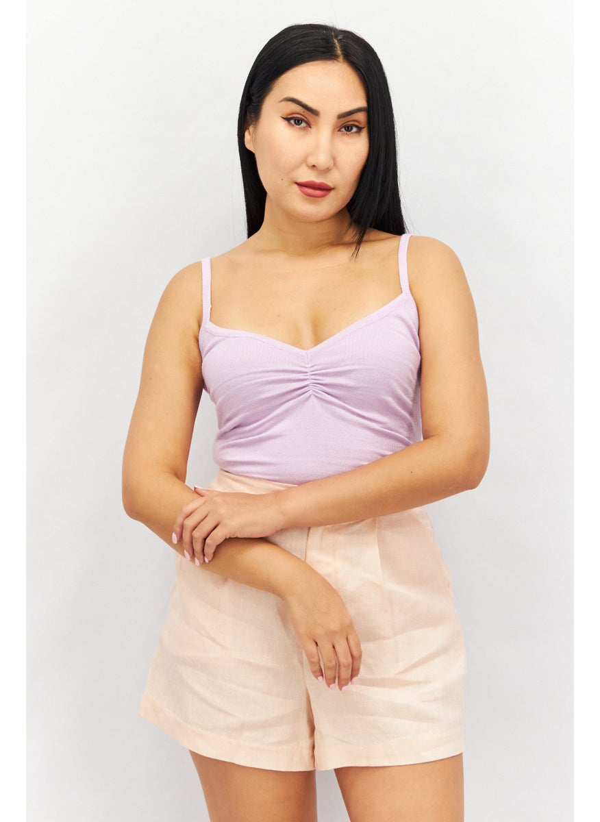 Missguided - Women Textured Sleeveless Bodysuit, Lilac - Image 1
