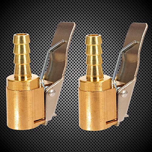 Toolwiz Lock on Air Chuck Inflate Locking with Clip, 1/4 Inch Brass Portable Tire Inflator Nozzle Presta Valve Adapter Tire Chucks Air Compressor Attatchments Hose End with Barb Connector,2pcs - Image 3