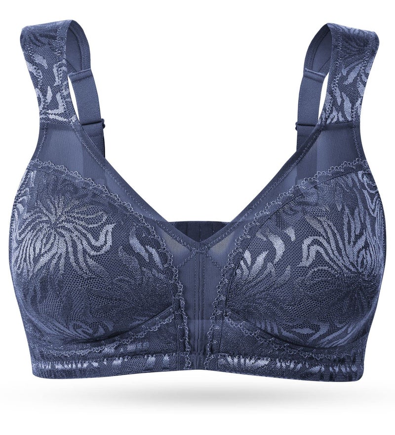 Wingslove Women's Full Coverage Non Padded Comfort Minimizer Wire-Free Bra Plus Size(Grey Blue,44B) - Image 1