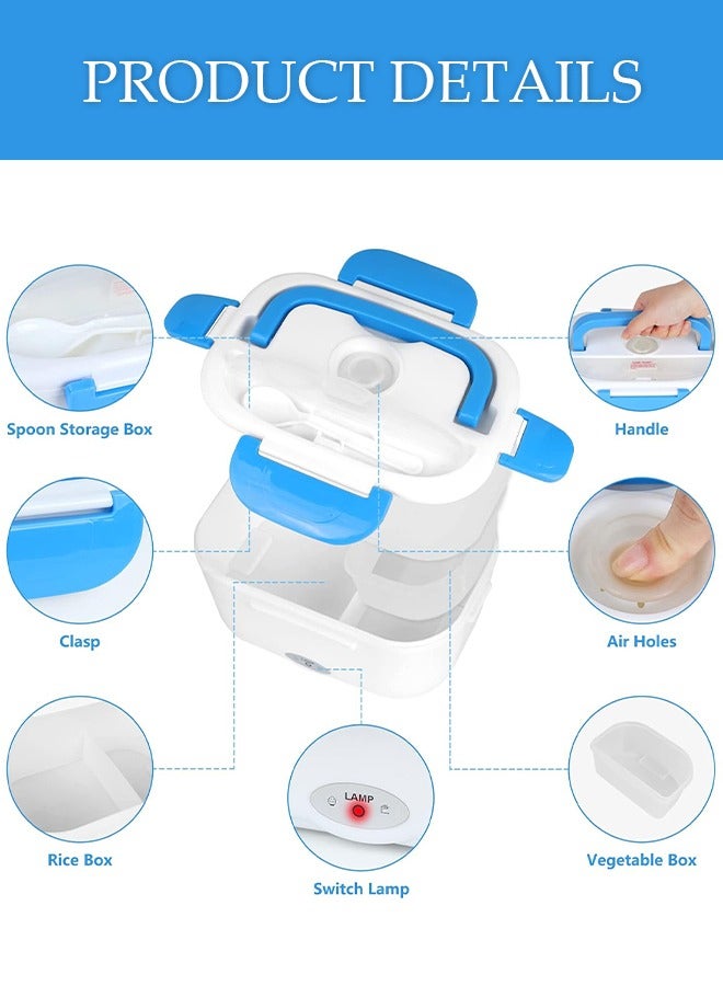 Loquat Electric Lunch Box ,Heated Lunch Box ,Electric Heating Lunch Box Food Heater Warming Bento Box for Home u0026 Office Use (23x17x10cm,Blue) - Image 2