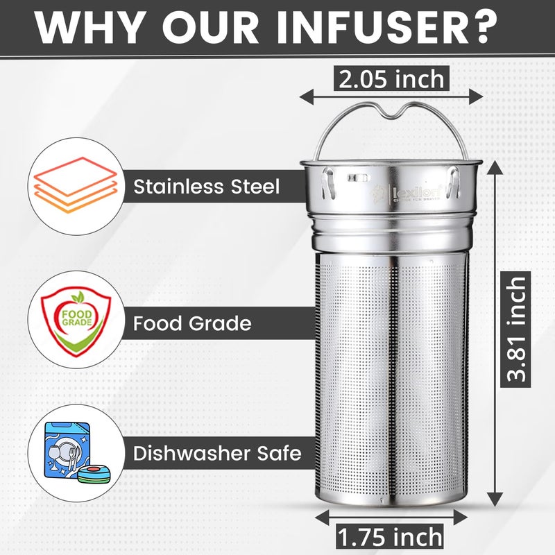 Lexlion Water Bottle Tea Infuser for Loose Leaf Brewing â€“ Reusable & Portable Stainless Steel Filter for Fruit, Coffee, Iced, Herbal, and Black Blends â€“ Round Strainer - Image 2