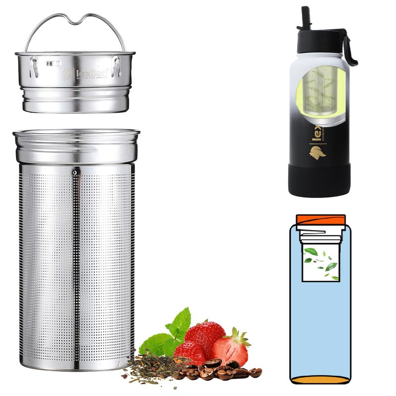Lexlion Water Bottle Tea Infuser for Loose Leaf Brewing â€“ Reusable & Portable Stainless Steel Filter for Fruit, Coffee, Iced, Herbal, and Black Blends â€“ Round Strainer - Image 1