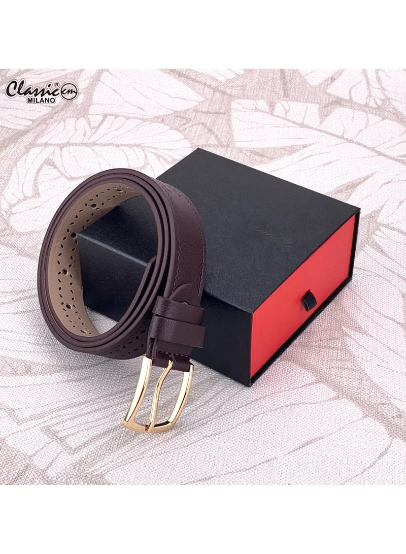 Classic Milano Brown (SGPU44) Classic Milano Women's Belt with Gift Box; Faux Leather Ladies Belt for Dresses, Jeans & Gowns; Stylish Womens Belt; Adjustable Girls Belt; Belt for Women | Full Length: 110 CM (Free Size - Fits up to the waist of 40 Inches / 100 CM) for Women | Best Price UAE
