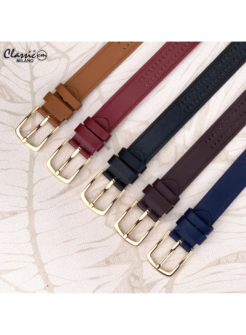 Classic Milano Brown (SGPU44) Classic Milano Women's Belt with Gift Box; Faux Leather Ladies Belt for Dresses, Jeans & Gowns; Stylish Womens Belt; Adjustable Girls Belt; Belt for Women | Full Length: 110 CM (Free Size - Fits up to the waist of 40 Inches / 100 CM) for Women | Best Price UAE