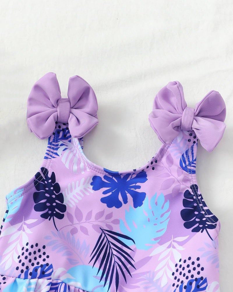 Mioglrie Baby Swimsuit Girl 6 9 12 Months Baby Bathing Suit Girl Two Piece Purple Hawaiian Bikini Summer Beach Swimwear Infant Tankini Set - Image 5