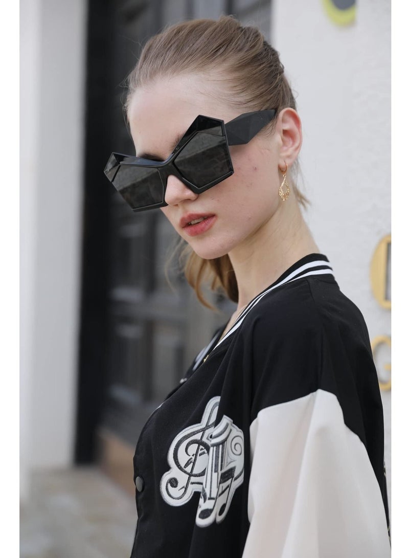 Fashion Oversized Irregular Cat Eye Sunglasses Women Men, Retro Gradient Shades Candy Color, Outdoor Sunglasses in Fashion Style, Stylish and Super Light, Sunglasses Block Uv Rays, Black - Image 3
