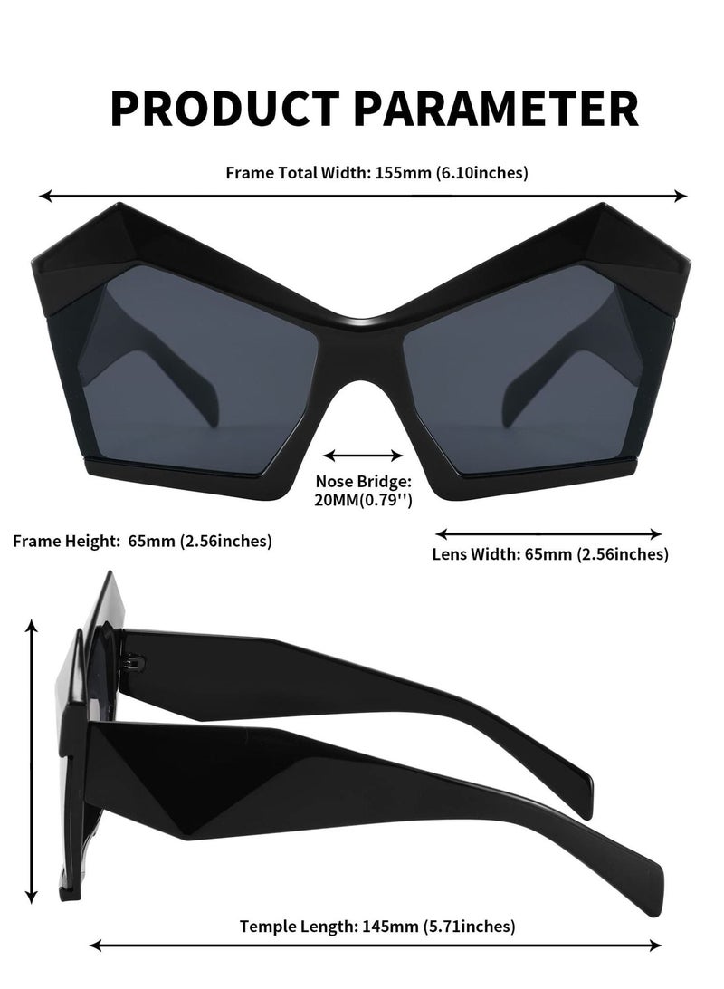 Fashion Oversized Irregular Cat Eye Sunglasses Women Men, Retro Gradient Shades Candy Color, Outdoor Sunglasses in Fashion Style, Stylish and Super Light, Sunglasses Block Uv Rays, Black - Image 4