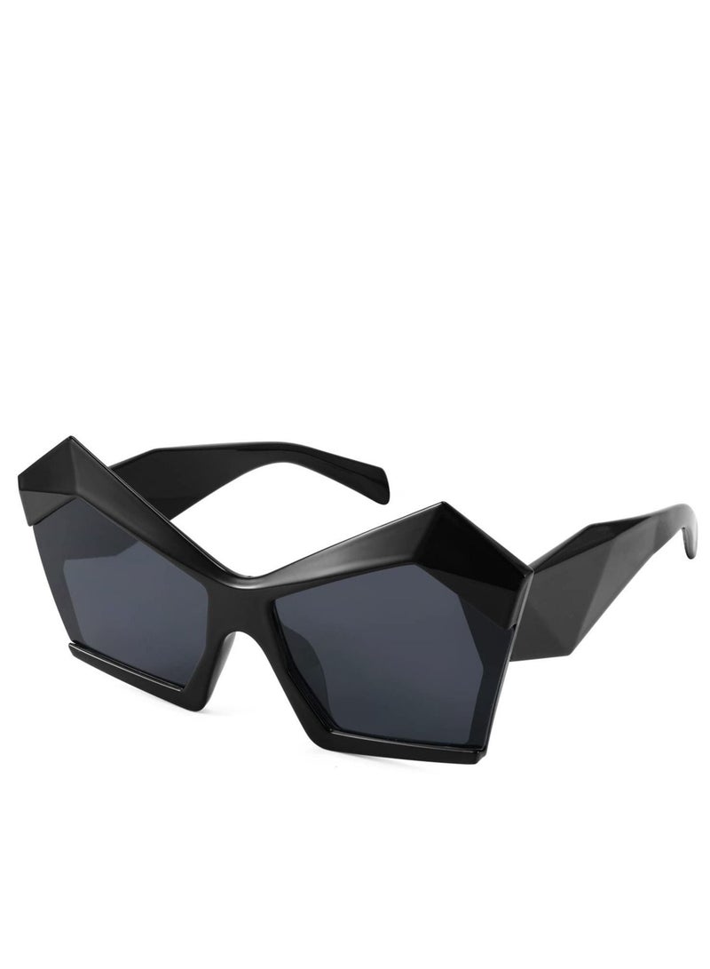 Fashion Oversized Irregular Cat Eye Sunglasses Women Men, Retro Gradient Shades Candy Color, Outdoor Sunglasses in Fashion Style, Stylish and Super Light, Sunglasses Block Uv Rays, Black - Image 1