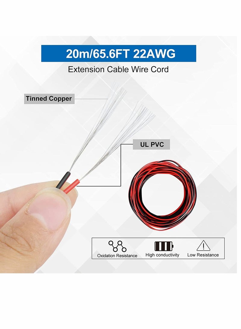 Y&D Wire Connector Led Extension Cable Cord T type Peeling Free Terminal Block for 22 Gauge AWG 65.6ft 12 Pcs 3 Way Tap 2 Pin Small Connectors No Stripping - Image 3