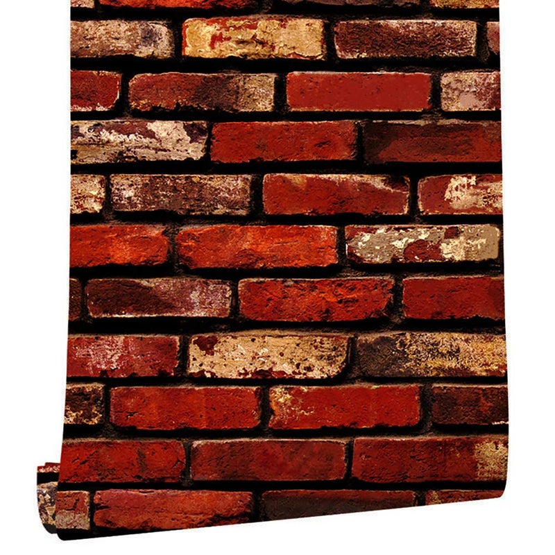 MelunMer Red Brick Peel and Stick Wallpaper 177118 Self Adhesive Removable Wallpaper Red Faux Brick Contact Paper Waterproof Decorative Easily to Install Contact Paper for Kitchen Backsplash