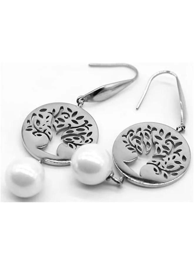 لي كوبر أقراط نسائية من الفولاذ المقاوم للصدأ بطلاء فضي