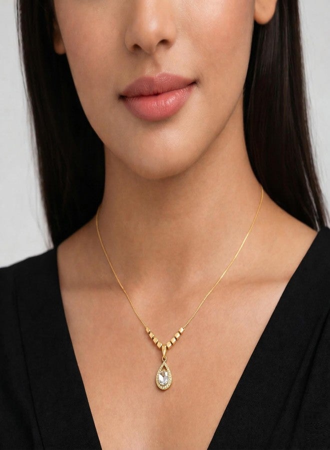 Dbell Anti Tarnish Gold Plated Stainless Steel Necklace with Crystal Pendant | Waterproof Pendant Chain for Women & Girls | Elegant Fancy Jewellery - Image 2