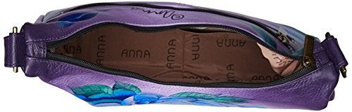 Anna by Anuschka Women's Genuine Leather Medium Hobo Shoulder Bag | Hand Painted Original Artwork | Precious Peonies - Image 5
