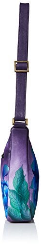 Anna by Anuschka Women's Genuine Leather Medium Hobo Shoulder Bag | Hand Painted Original Artwork | Precious Peonies - Image 3