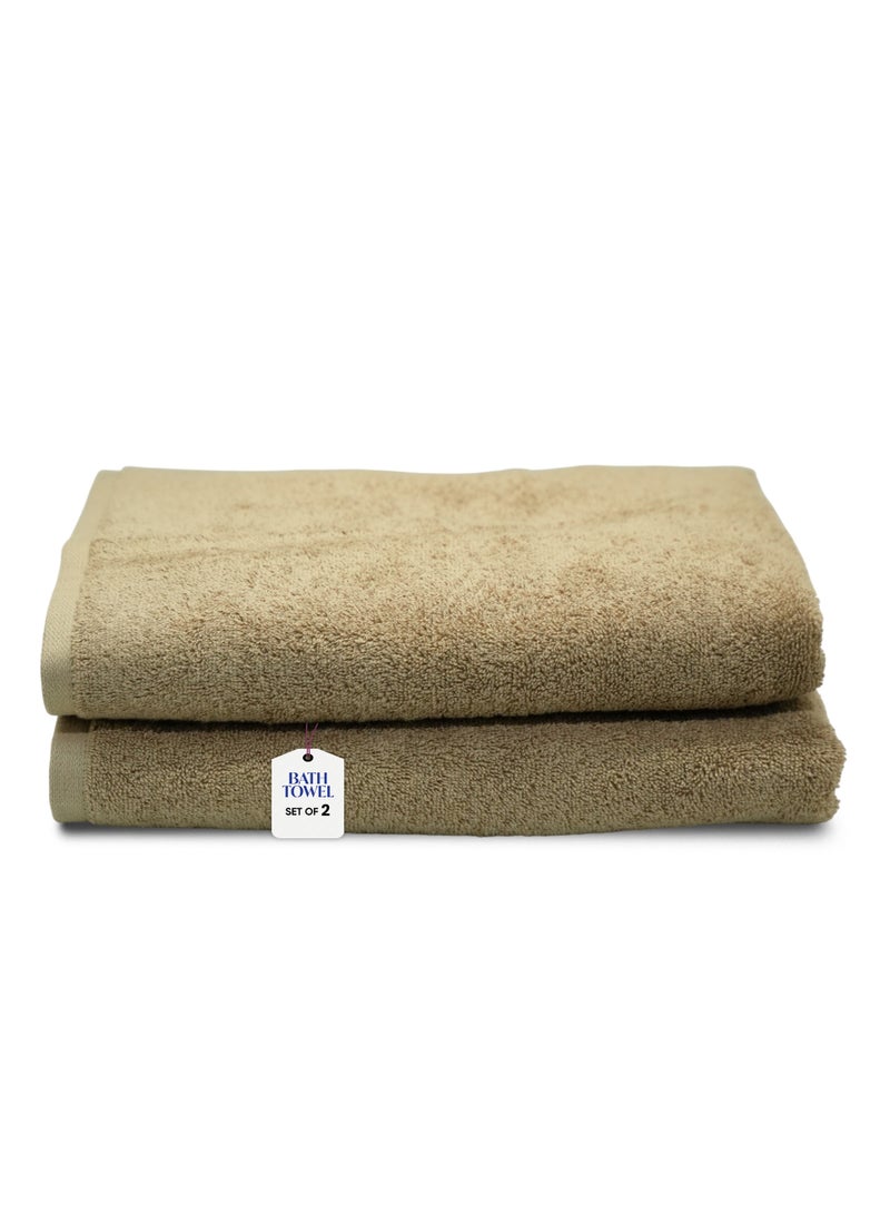 KASSINO Kassino Bath Towel (2 Pack, 70x140 cm) - 540 GSM Large Bath Towels,100% Combed Cotton, Soft & Quick-Dry Towels, Highly Absorbent, Double Stitched Hotel Quality Towels | Beige  - Image 1