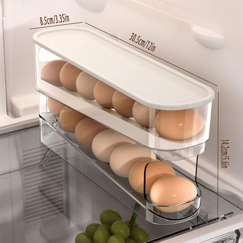 WACOI Erichbow Auto Rolling Fridge Egg Organizer, Space Saving Eggs Dispenser for Refrigerator Storager, Home Egg Holder, 1 pack - Image 4