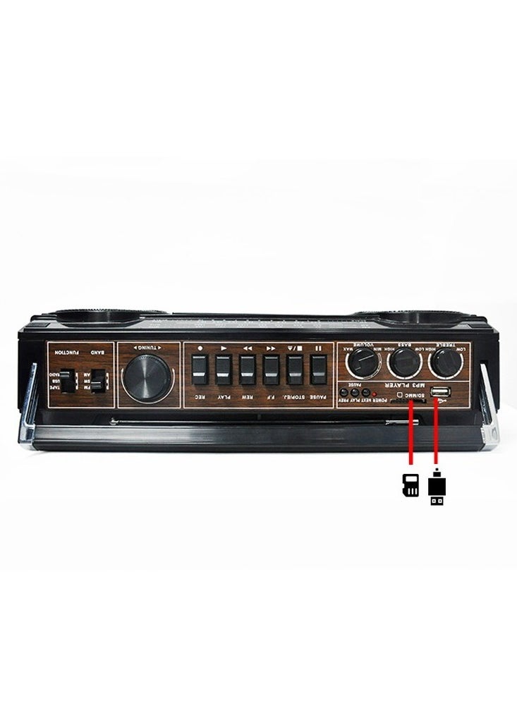 echo AUDIO Echo Audio Retro Blast Bluetooth Boombox Portable Cassette Player Tape Recorder AM/FM/SW 3 Band Radio Two 8W X-Bass Speakers Voice Recording Headphone Jack Supports USB and SD Cards  - Image 3
