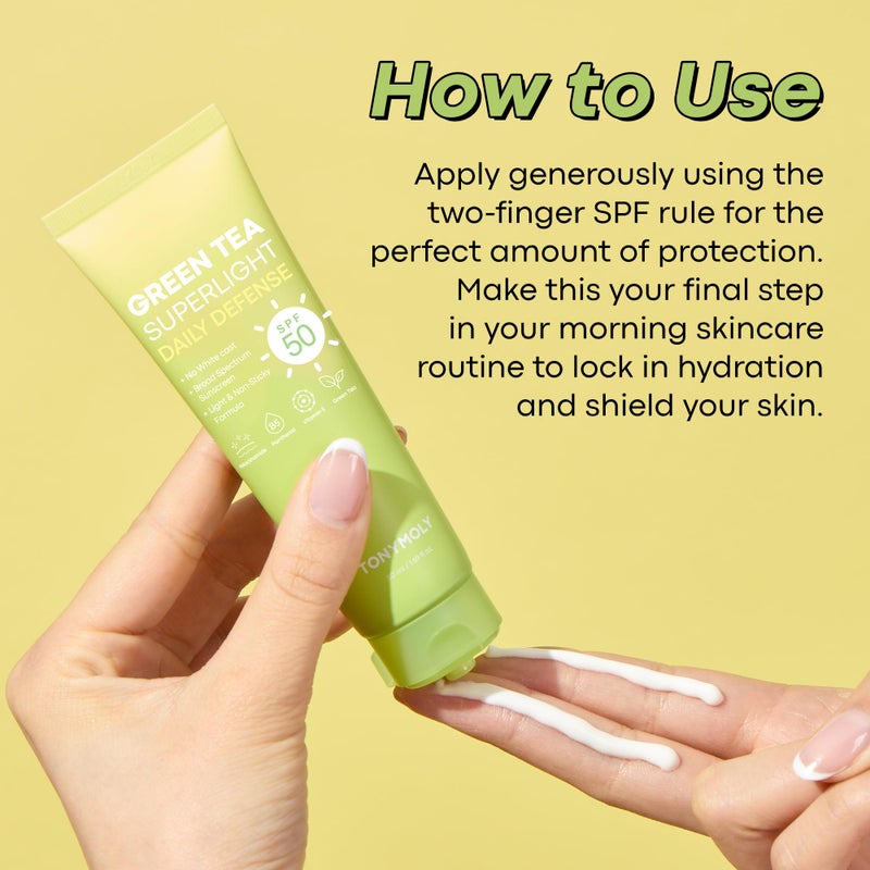 TONYMOLY Green Tea Korean Sunscreen SPF 50 â€“ Non-Greasy Broad Spectrum Face Sunscreen with Niacinamide, Panthenol & Hyaluronic Acid, Travel Size 50ml - Image 5