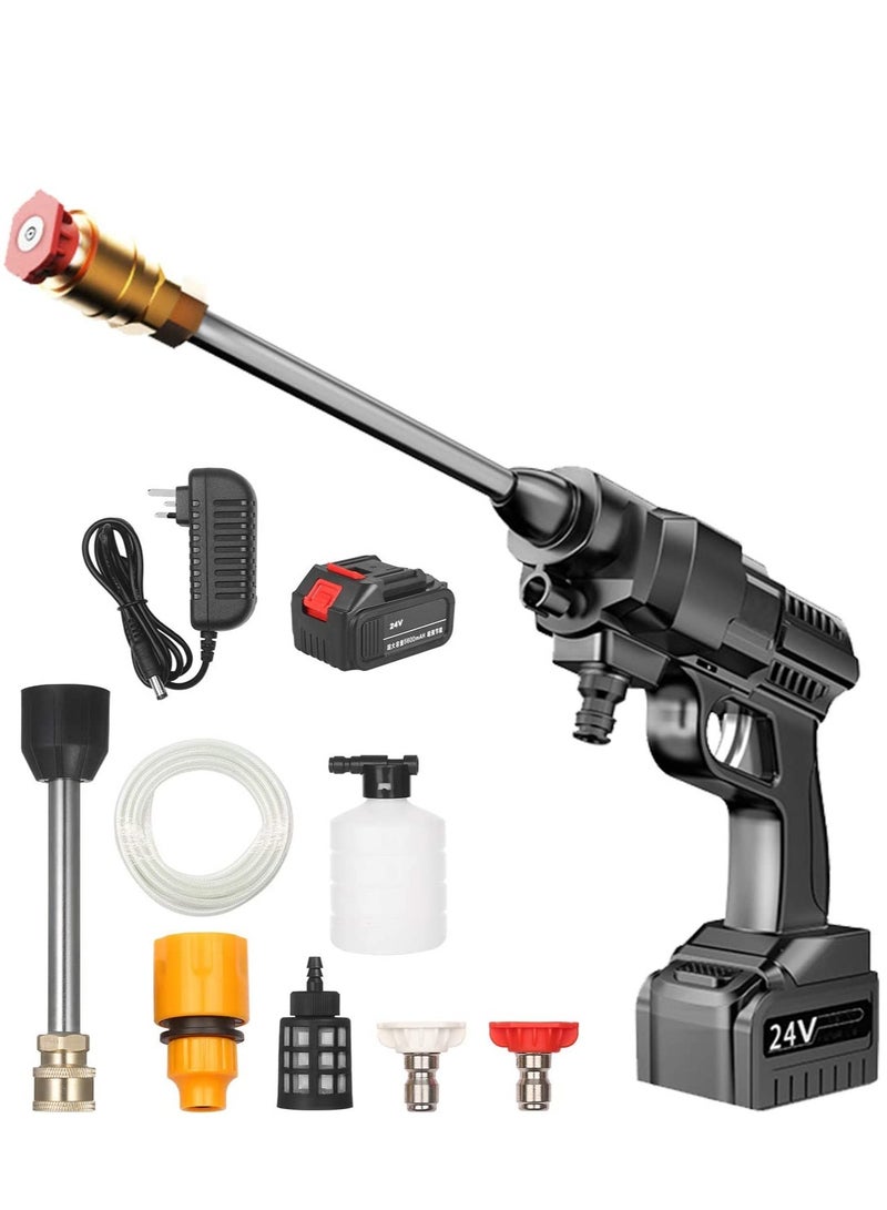 24V Cordless Portable Washer Electric High Pressure Cleaner Machine 30Bar Lithium Battery Handheld Car Cleaning Device With Foam Generator Nozzle Water Pump - Image 1
