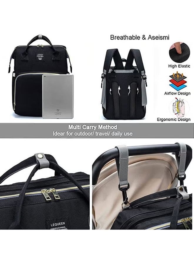 ORiTi Multifunctional Diaper Baby Bag With Foldable Diaper Changing Bed - Black - Image 5