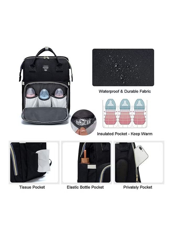 ORiTi Multifunctional Diaper Baby Bag With Foldable Diaper Changing Bed - Black - Image 4