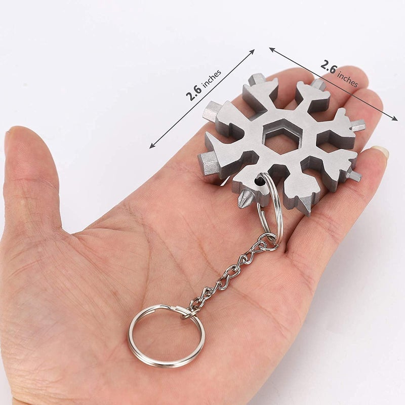 Ronest Ronest 18 in 1 Stainless Steel Snowflake Multi Tool Durable and Portable Essential Key Chain Pocket Bottle Opener Pocket Wrench - Image 5
