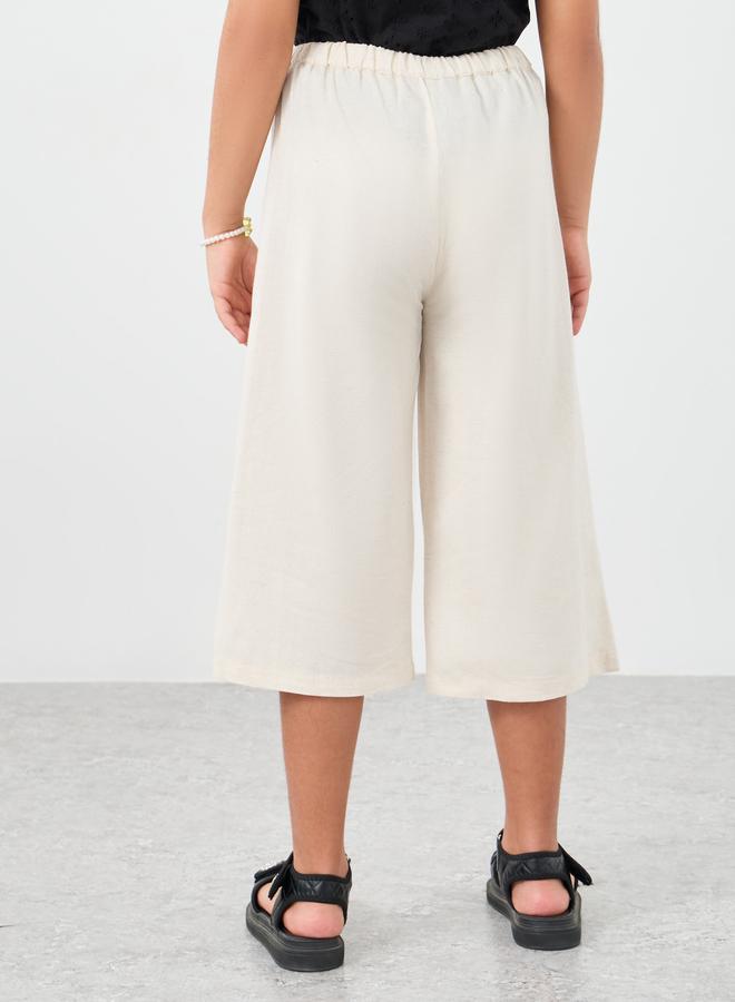 Styli Girls Plain Linen Look Wide Leg Culottes - Image 4