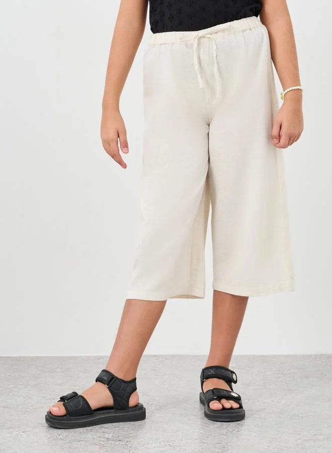 Styli Styli Girls Plain Linen Look Wide Leg Culottes