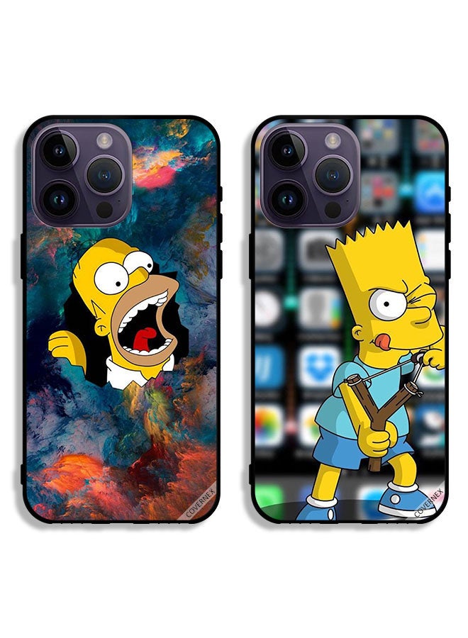 Covernex Two Cases For Apple iPhone 14 Pro Protective Covers Simpson and Angry Carrton - Image 1