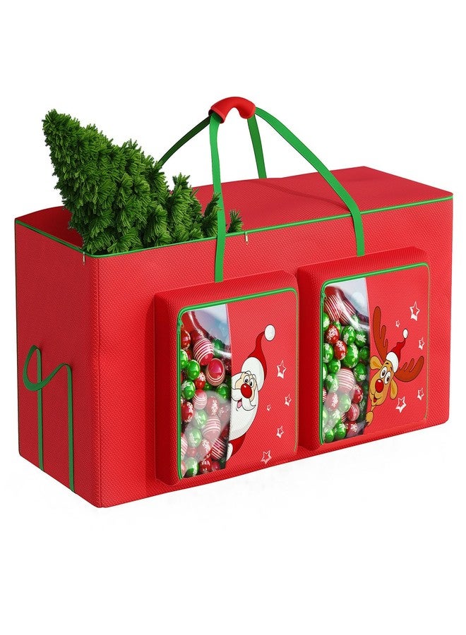 Alupssuc Christmas Tree Storage Bag Fits Maximum to 9 Ft Disassembled Xmas Tree with Two Large Pockets, Reinforced Handles & Dual Zipper-600D Oxford Waterproof Material Tote Protects from Dirt, Red - Image 1