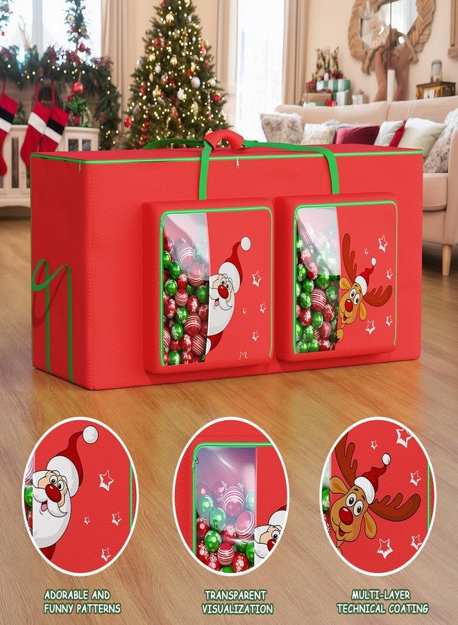Alupssuc Christmas Tree Storage Bag Fits Maximum to 9 Ft Disassembled Xmas Tree with Two Large Pockets, Reinforced Handles & Dual Zipper-600D Oxford Waterproof Material Tote Protects from Dirt, Red - Image 5