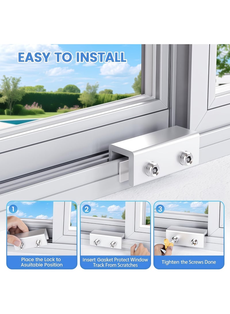 XiuWoo Window locks, sliding window locks with key,for vertical & horizontal sliding windows doors,Child Door Anti-theft Security Lock,easy to install,adjustable security window lock,for Terrace Bedroom, Home, Office, Bathroom(silver） - Image 4