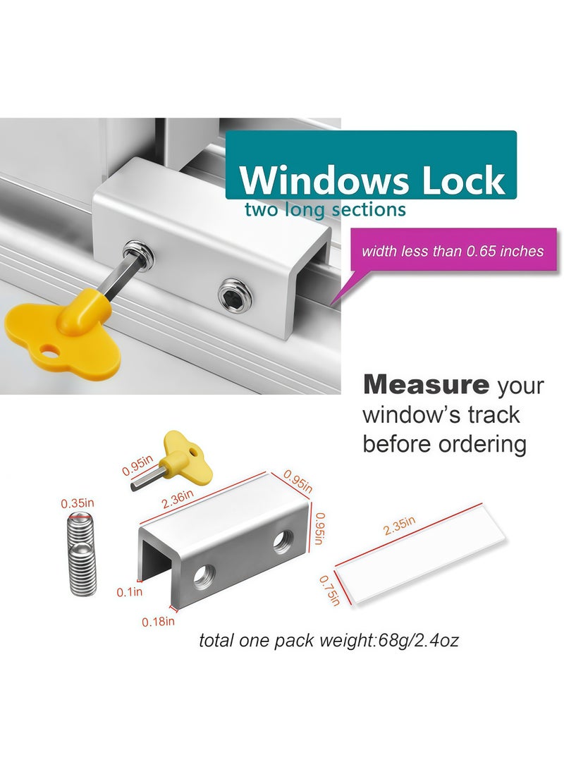 XiuWoo Window locks, sliding window locks with key,for vertical & horizontal sliding windows doors,Child Door Anti-theft Security Lock,easy to install,adjustable security window lock,for Terrace Bedroom, Home, Office, Bathroom(silver） - Image 2