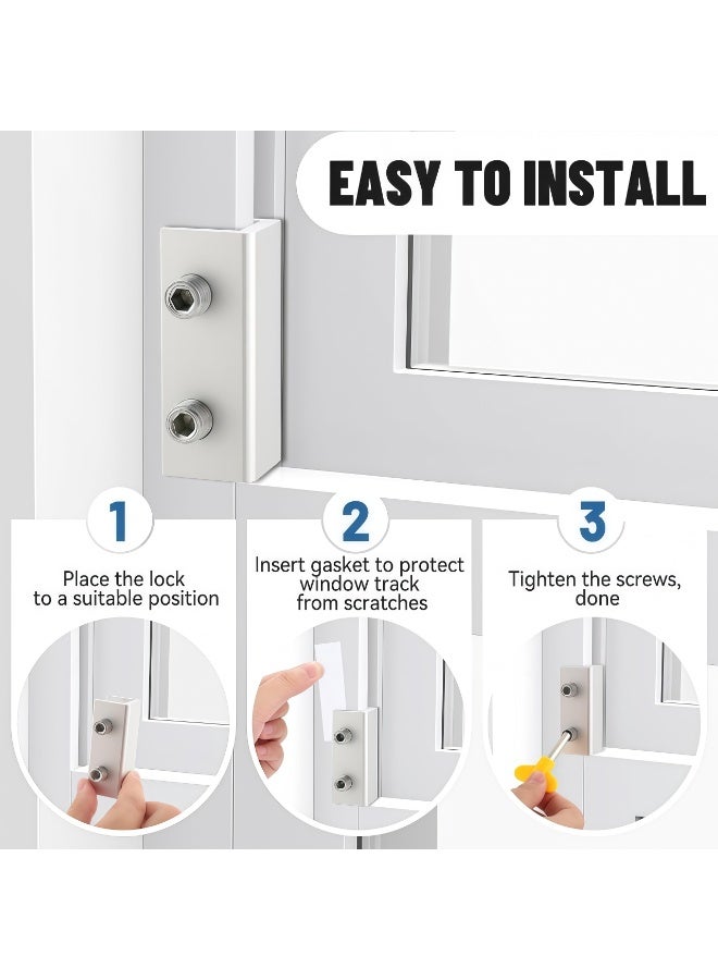 XiuWoo Window locks, sliding window locks with key,for vertical & horizontal sliding windows doors,Child Door Anti-theft Security Lock,easy to install,adjustable security window lock,for Terrace Bedroom, Home, Office, Bathroom(silver） - Image 5