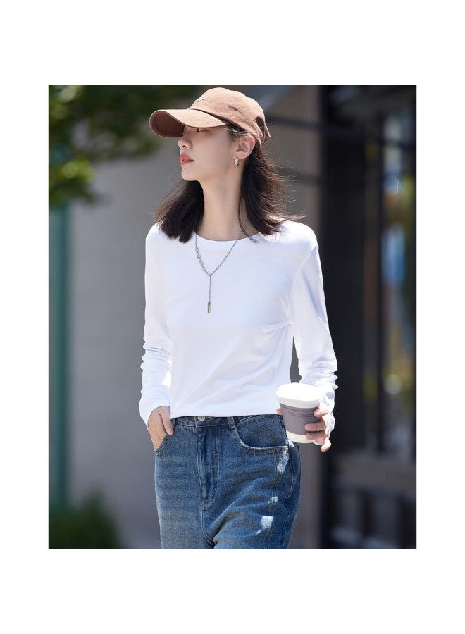 Dme Classic Simple T-shirt Spring Autumn Round Neck Basic Long Sleeve T-shirt Women - Image 2