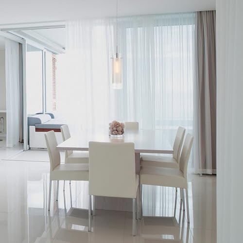 GLOBE Electric 64023 1-Light Pendant Light Fixture, Polished Chrome Finish, Clear Glass Shade with Frosted Insert, Adjustable Height, Modern Lighting for Kitchen Island or Dining Room, Home Décor - Image 4