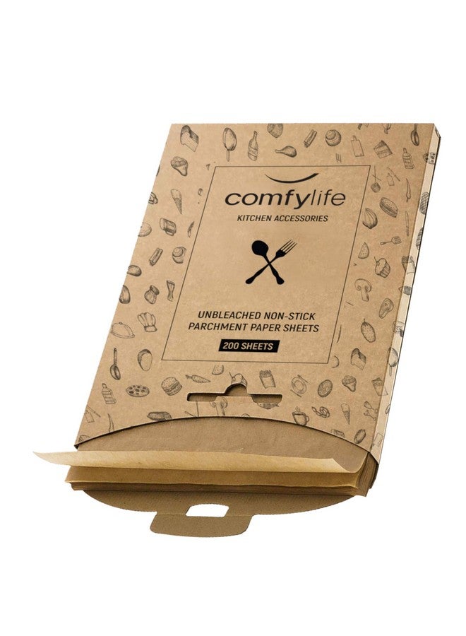 Comfylife 200 x Parchment Paper Sheets - No Curl, No Tear, No Burn Baking Paper (16 x 12 inch) - Precut Parchment Paper For Baking - No Chemical Unbleached Parchment Paper - Cookie Paper Baking Sheets - Image 1