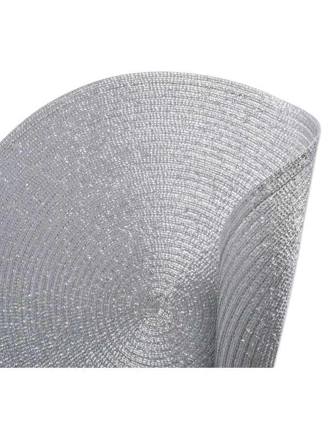 Dii Woven Placemats Collection Metallic Round Placemat Set, 15", Silver, 6 Piece - Image 4