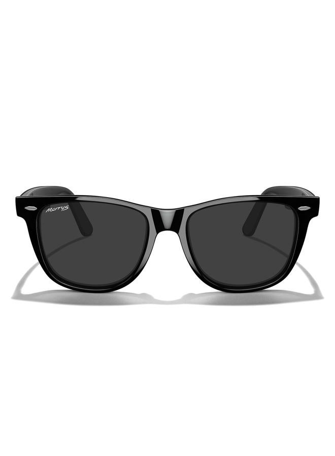 MERRY'S Classic Square Shape Polarized Sunglasses for Womens Mens Retro Designer UV400 Sun Glasses S6140, Black Frame/Black Lens, Lens Width: 54 Millimeters - Image 2