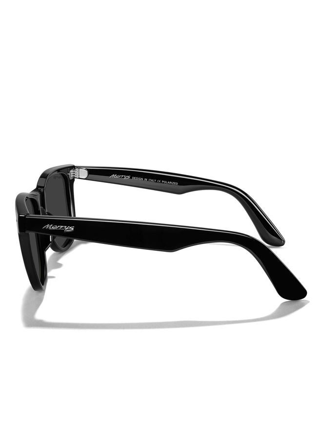 MERRY'S Classic Square Shape Polarized Sunglasses for Womens Mens Retro Designer UV400 Sun Glasses S6140, Black Frame/Black Lens, Lens Width: 54 Millimeters - Image 3