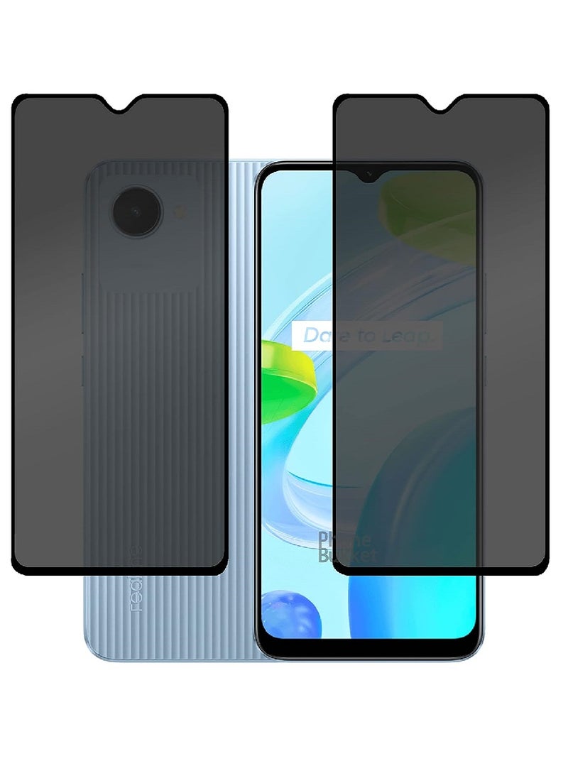 we3 2 Piece Tempered Glass Screen Protector Anti-Spy Privacy Designed For Realme C30 Full Screen Coverage And Bubble Free - Image 1